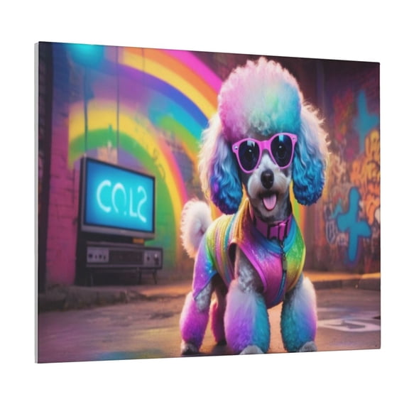 Picia Rainbow Poodle Urban Street Pattern Decorative Picture – Unique Wall Art, Modern Canvas Print for Trendy Interiors (Horizontal)