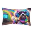 thumbnail image 1 of Picia Rainbow Poodle Urban Street Pattern Plush Pillow Case – Soft and Cozy Cushion Cover, Hypoallergenic Throw Pillow Case for Home Decor-20"x30", 1 of 6