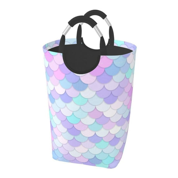 Picia Rainbow Scales Laundry Basket With Handles Laundry Hamper Toys Storage Organizer Foldable Bucket Washing Bin Dirty Clothes Bag For Home Bathroom Bedroom Dorm