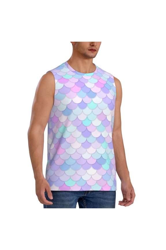 Rainbow Scales mens Cotton Tank Undershirts , Moisture-wicking Ribbed Tanks, Lightweight Cotton Tank Undershirts-Medium