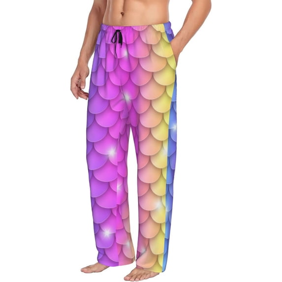 Picia Rainbow Scales2 Mens Soft Woven Cotton Elastic Waistband Sleep Pajama Pant Lounge Sleep Pant With Pockets And Drawstring-Large