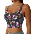 thumbnail image 1 of Picia Rainbow Unicorn And Cat Icecream Sports Bra for Women,Padded Strappy Sports Bras Medium Support Yoga Bra with Removable Cups,Running Yoga Bra-X-Large, 1 of 9