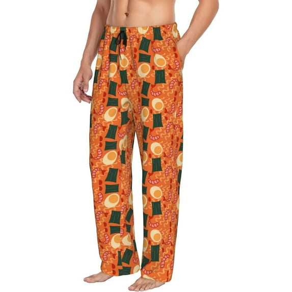 Picia Ramen Noodle Soup Mens Soft Woven Cotton Elastic Waistband Sleep Pajama Pant Lounge Sleep Pant With Pockets And Drawstring-Large