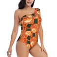 thumbnail image 1 of Picia Ramen Noodle Soup Pattern Women's One Piece Swimsuits,One Shoulder Swimwear Asymmetric ,Ruffle Monokinis Bathing Suits,High Waisted Flattering Bathing Suits-XX-Large, 1 of 8