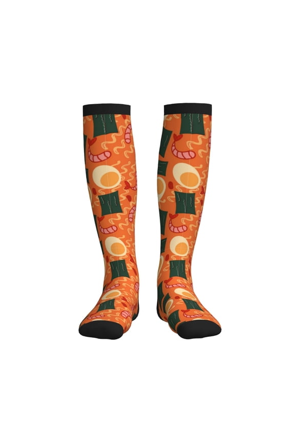 Ramen Noodle Soup Printed Sports Compression Socks - 15-20mmHg Graduated Compression, High-Performance Soft and Breathable Socks for Men and Women