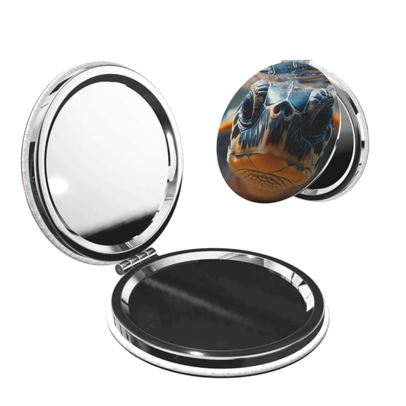 Picia Realistic Cute Sea Turtle for Compact Vanity Mirror , Travel Makeup Mirror , Portable Magnifying Cosmetic Mirror for Daily, Work, Business-Round Shape
