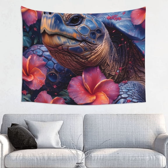 Picia Realistic Flower Turtle Pattern Tapestry-Tapestries for Bedroom Living Room Dorm(29x37")