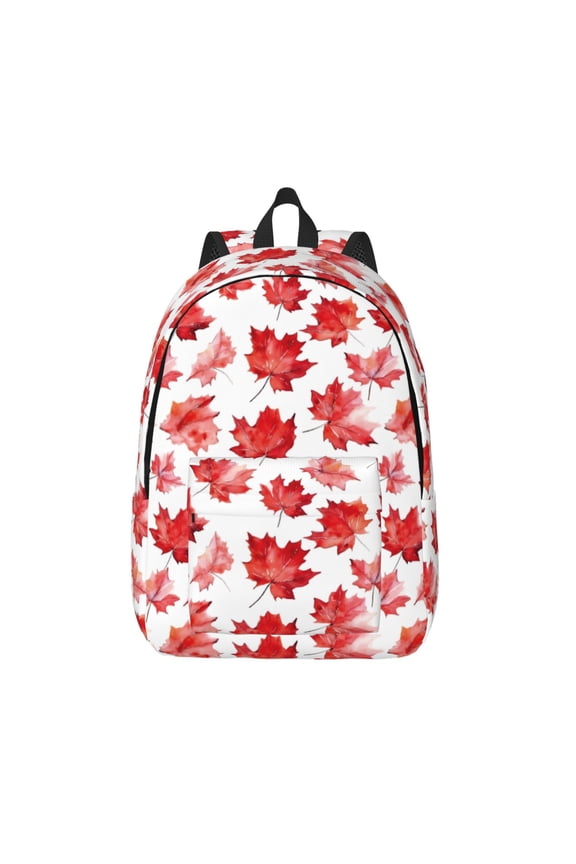 Realistic Maple Leaf Printed Canvas Daypack - Stylish and Durable Vintage Compact Backpack - Class, Work, Travel, or Laptop Bookbag,Organized Compartments-Medium