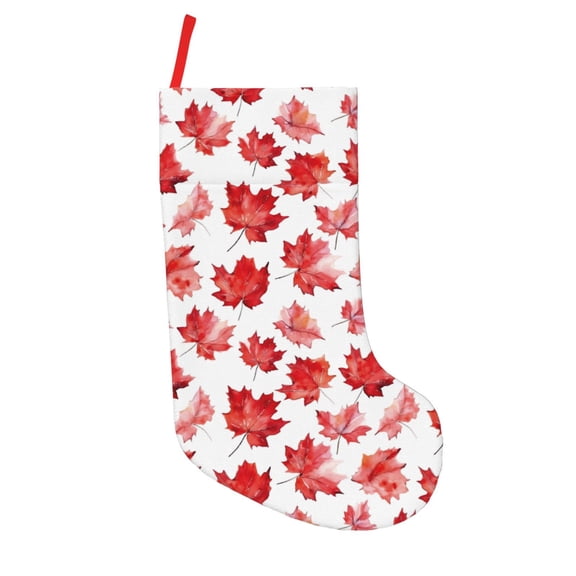 Picia Realistic Maple Leaf for 18in Christmas Stockings, Xmas Stocking for Kids, Holiday and Family Stocking for Fireplace or Party Decoration