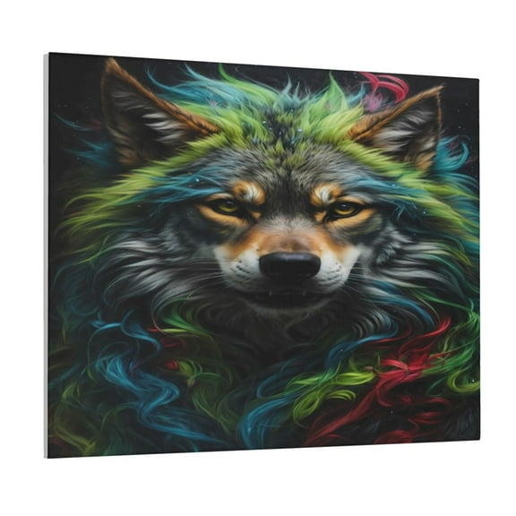Picia Realistic Style Colorful Wolf Pattern Decorative Picture – Unique Wall Art, Modern Canvas Print for Trendy Interiors (Horizontal)