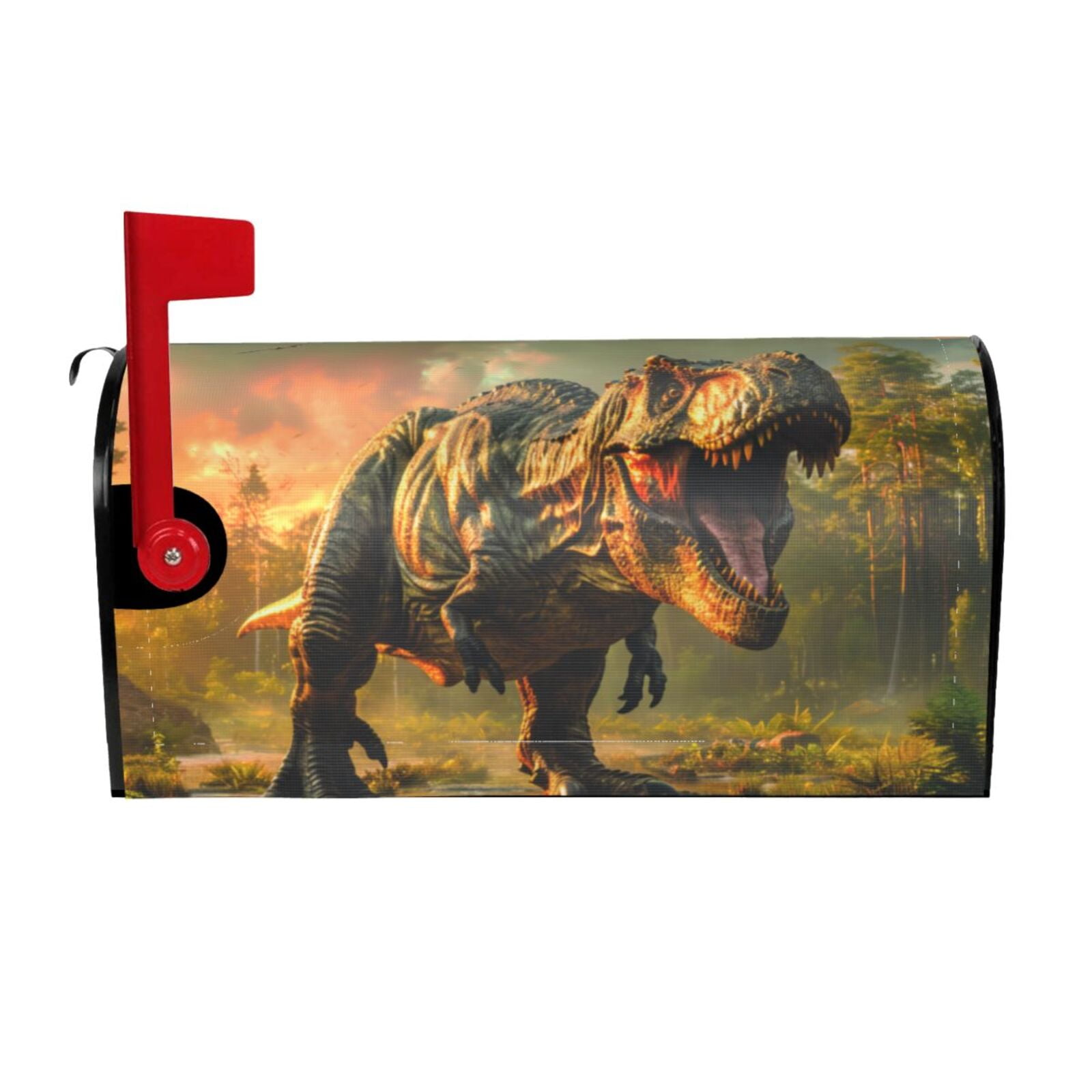 Picia Realistic Style Forest Dinosaur Magnetic Mailbox Cover Standard Size-21x18 in