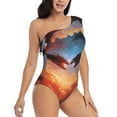 thumbnail image 1 of Picia Red And Blue Fire Cloud Dragon Pattern Women's One Piece Swimsuits,One Shoulder Swimwear Asymmetric ,Ruffle Monokinis Bathing Suits,High Waisted Flattering Bathing Suits-Medium, 1 of 8