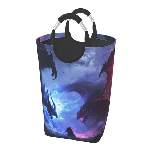 Picia Red And Blue Fire Dragon Laundry Basket With Handles Laundry Hamper Toys Storage Organizer Foldable Bucket Washing Bin Dirty Clothes Bag For Home Bathroom Bedroom Dorm