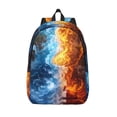 thumbnail image 1 of Picia Red And Blue Flame Waves Printed Canvas Daypack - Stylish and Durable Vintage Compact Backpack - Class, Work, Travel, or Laptop Bookbag,Organized Compartments-Medium, 1 of 6