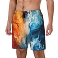 thumbnail image 1 of Picia Red And Blue Waves pattern Mens Swim Trunks with Compression Liner Stretch Beach Shorts Quick Dry with Zipper Pockets No-Chafing Board Shorts-3X-Large, 1 of 9
