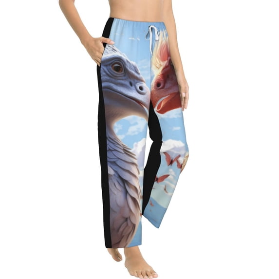 Picia Red And White Bird Couple Womens Soft Woven Cotton Elastic Waistband Sleep Pajama Pant Lounge Sleep Pant With Pockets And Drawstring-Large