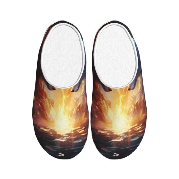 Picia Red And White Flame Fox for Women's Lamb-hug Comfy Fleece House Slippers Memory Foam, Slip-on House Shoes Indoor Outdoor-40/41