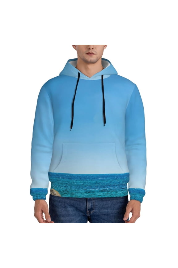 Red And White Lighthouse Pattern Casual Men's Hoodie - Lightweight Hooded Sweatshirt with Kangaroo Pocket, Comfortable Pullover for Everyday, Travel-Small