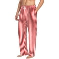 thumbnail image 1 of Picia Red And White Stripes Mens Soft Woven Cotton Elastic Waistband Sleep Pajama Pant Lounge Sleep Pant With Pockets And Drawstring-X-Large, 1 of 9