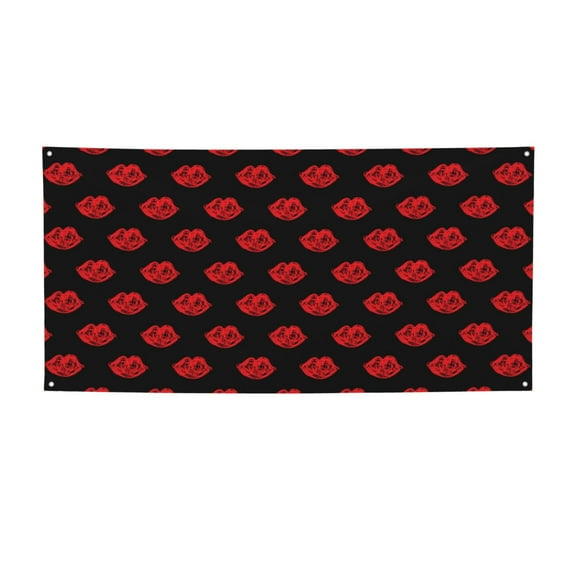 Picia Red Beautiful Lips Pattern Party Banner, Festive Decoration, Holiday Banner, Celebration Decor, Event Banner, Reusable Party Banner-Medium