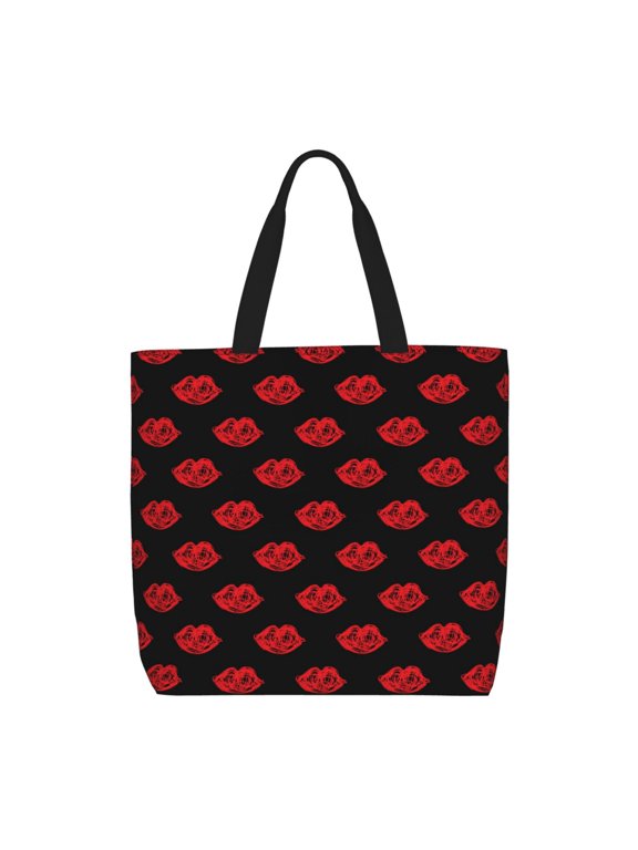 Red Beautiful Lips for Tote Bag for Women with Zipper, Gym Tote with Compartments, Laptop Work Tote Nurse Dance Yoga Bag for Sport, Travel