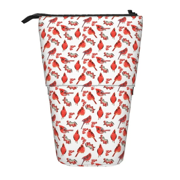 Picia Red Birds Print Telescopic Pencil Case, Telescopic Pen Holder Telescopic Pencil Pouch Bag Stationery Pencil Case Box Storage Organizer Makeup Bag