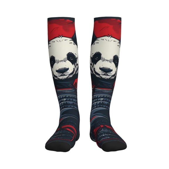 Picia Red Black Eastern Panda Warrior Printed Sports Compression Socks - 15-20mmHg Graduated Compression, High-Performance Soft and Breathable Socks for Men and Women