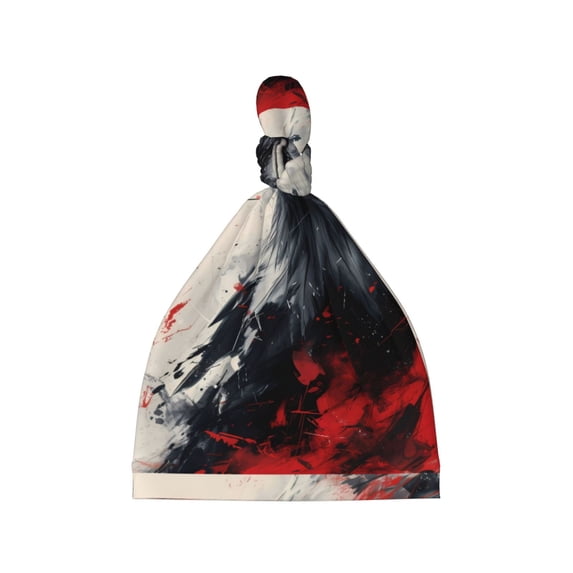 Picia Red Black Ink Style Bald Eagle Printed Preemie Hats for Baby Girls Cotton Premature Knot Hats Newborn Hospital Cap Warm Knot Beanie Nicu for Preemie Girls and Boys