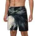 thumbnail image 1 of Picia Red Black Ink Style Bald Eagle pattern Mens Swim Trunks with Compression Liner Stretch Beach Shorts Quick Dry with Zipper Pockets No-Chafing Board Shorts-Medium, 1 of 9