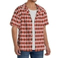 thumbnail image 1 of Picia Red and Brown Squares Men's Linen Shirts Short Sleeve Cuban Beach Shirts Casual Shirts Button Down Shirt for Men Beach Summer Wedding Shirt-Small, 1 of 7