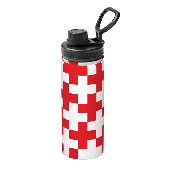 Picia Red Cross 1 Pattern Water Bottle 18 oz Stainless Steel Insulated Bottles With Handle Leak Proof Gym Sport Water Jug BPA-free insulated kettle For Men Women Adults