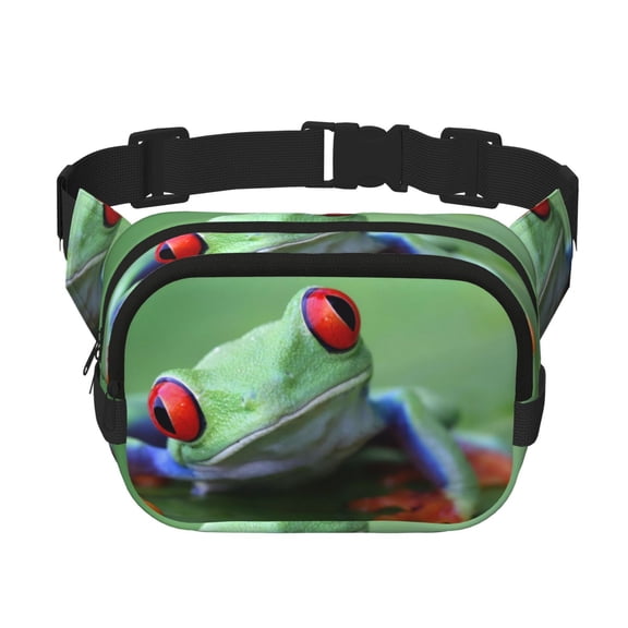 Picia Red-Eyed Tree Frog-1 Print Square Double-Layer Waist Bag Mini Adjustable Waist Belt Bag Exercise Running Travel Hiking