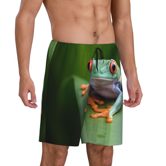 Picia Red-Eyed Tree Frog Pajama Shorts for Men, Men's Pajama Bottoms, Sleepwear,Short Pajama Pants-X-Large