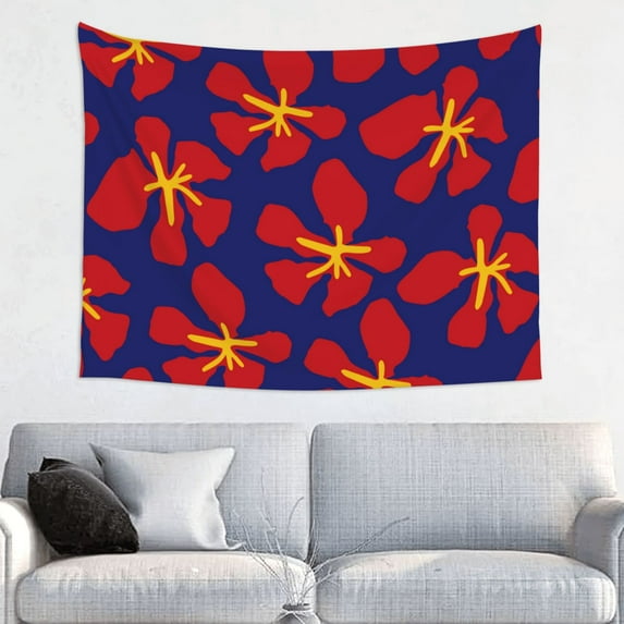 Picia Red Floral Pattern Tapestry-Tapestries for Bedroom Living Room Dorm(29x37")