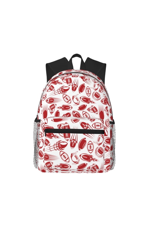 Red Football Large Capacity Backpack Classic Style Backpack Casual Backpack Water-Resistant School Work Travel Outdoor Backpack