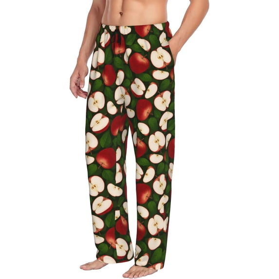 Picia Red Fruit Mens Soft Woven Cotton Elastic Waistband Sleep Pajama Pant Lounge Sleep Pant With Pockets And Drawstring-Large
