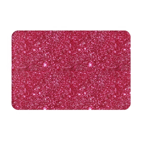 Picia Red Glitter Pattern Flannel Doormat – 16x24 Inch Non-Slip Indoor Mat, Absorbent & Quick-Dry Rug for Entryway, Bathroom, Kitchen, and Bedroom, Machine Washable