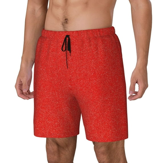 Picia Red Glitter pattern Mens Swim Trunks with Compression Liner Stretch Beach Shorts Quick Dry with Zipper Pockets No-Chafing Board Shorts-3X-Large