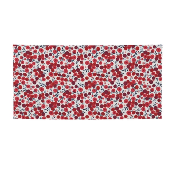 Picia Red Hawthorn Pattern Party Banner, Festive Decoration, Holiday Banner, Celebration Decor, Event Banner, Reusable Party Banner-Small