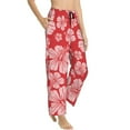 thumbnail image 1 of Picia Red Hibiscus Flower Womens Soft Woven Cotton Elastic Waistband Sleep Pajama Pant Lounge Sleep Pant With Pockets And Drawstring-Small, 1 of 9
