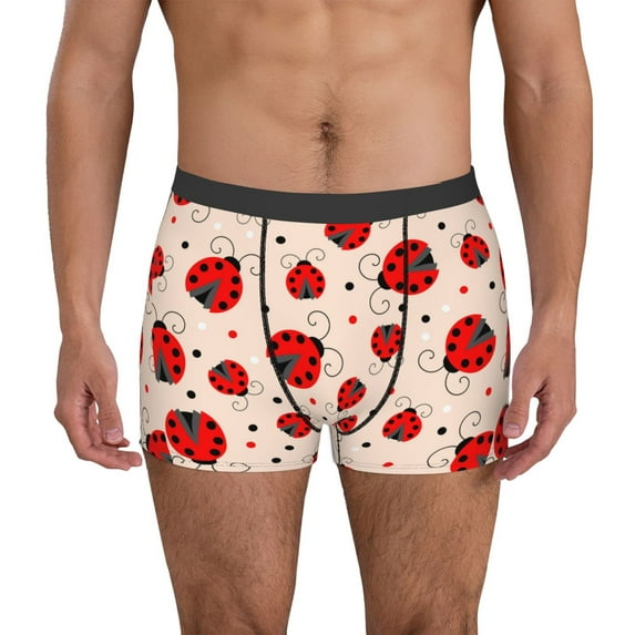 Picia Red Ladybug Pattern Men’s Boxer Briefs – Soft & Breathable Underwear, Stretchy & Comfortable Fit, Supportive Pouch Design, Moisture-Wicking-X-Large