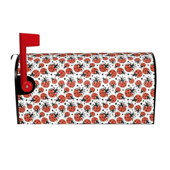 Picia Red Ladybugs Magnetic Mailbox Cover Standard Size-21x18 in