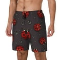 thumbnail image 1 of Picia Red Ladybugs pattern Mens Swim Trunks with Compression Liner Stretch Beach Shorts Quick Dry with Zipper Pockets No-Chafing Board Shorts-XX-Large, 1 of 9