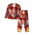 thumbnail image 1 of Picia Red Leaf Flame Fox Pattern Women’s Long-Sleeve Sleepwear Set - Soft 2-Piece Loungewear with Pockets, Comfy PJs for Relaxing Nights-X-Large, 1 of 7