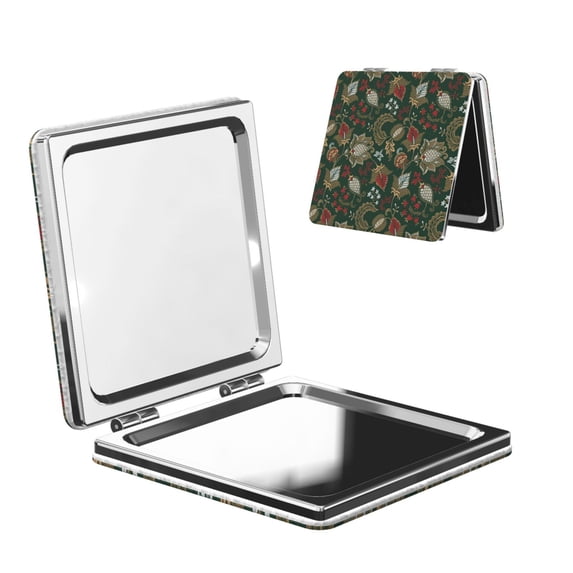 Picia Red Leaves for Compact Vanity Mirror , Travel Makeup Mirror , Portable Magnifying Cosmetic Mirror for Daily, Work, Business-Square