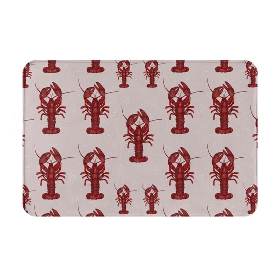 Picia Red Lobster With Claws Pattern Flannel Doormat  16x24 Inch Non-Slip Indoor Mat, Absorbent & Quick-Dry Rug for Entryway, Bathroom, Kitchen, and Bedroom, Machine Washable