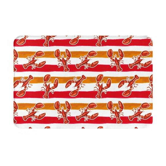 Picia Red Lobster Pattern Flannel Doormat 16x24 Inch Non-Slip Indoor Mat, Absorbent & Quick-Dry Rug for Entryway, Bathroom, Kitchen, and Bedroom, Machine Washable