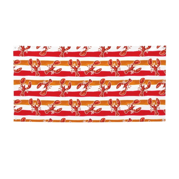 Picia Red Lobster Pattern Party Banner, Festive Decoration, Holiday Banner, Celebration Decor, Event Banner, Reusable Party Banner-Medium