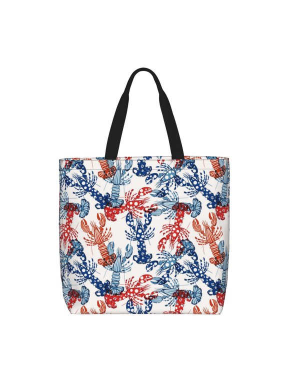 Red Lobster for Tote Bag for Women with Zipper, Gym Tote with Compartments, Laptop Work Tote Nurse Dance Yoga Bag for Sport, Travel