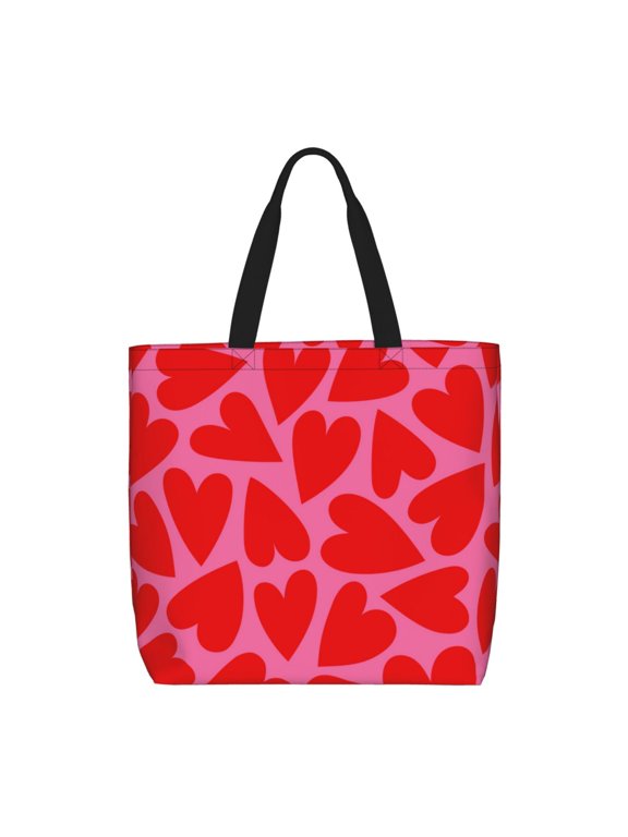 Red Love Heart for Tote Bag for Women with Zipper, Gym Tote with Compartments, Laptop Work Tote Nurse Dance Yoga Bag for Sport, Travel